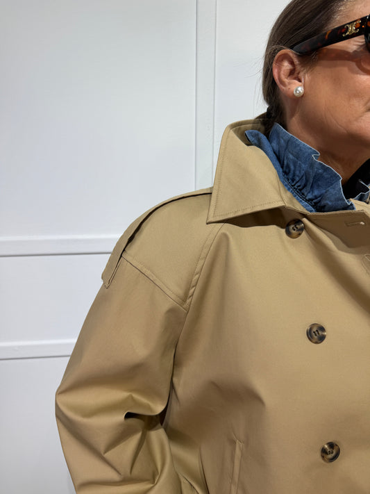 Gabardina corta camel