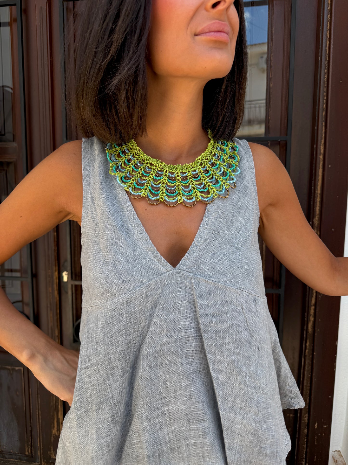 Collar Bolitas Pistacho