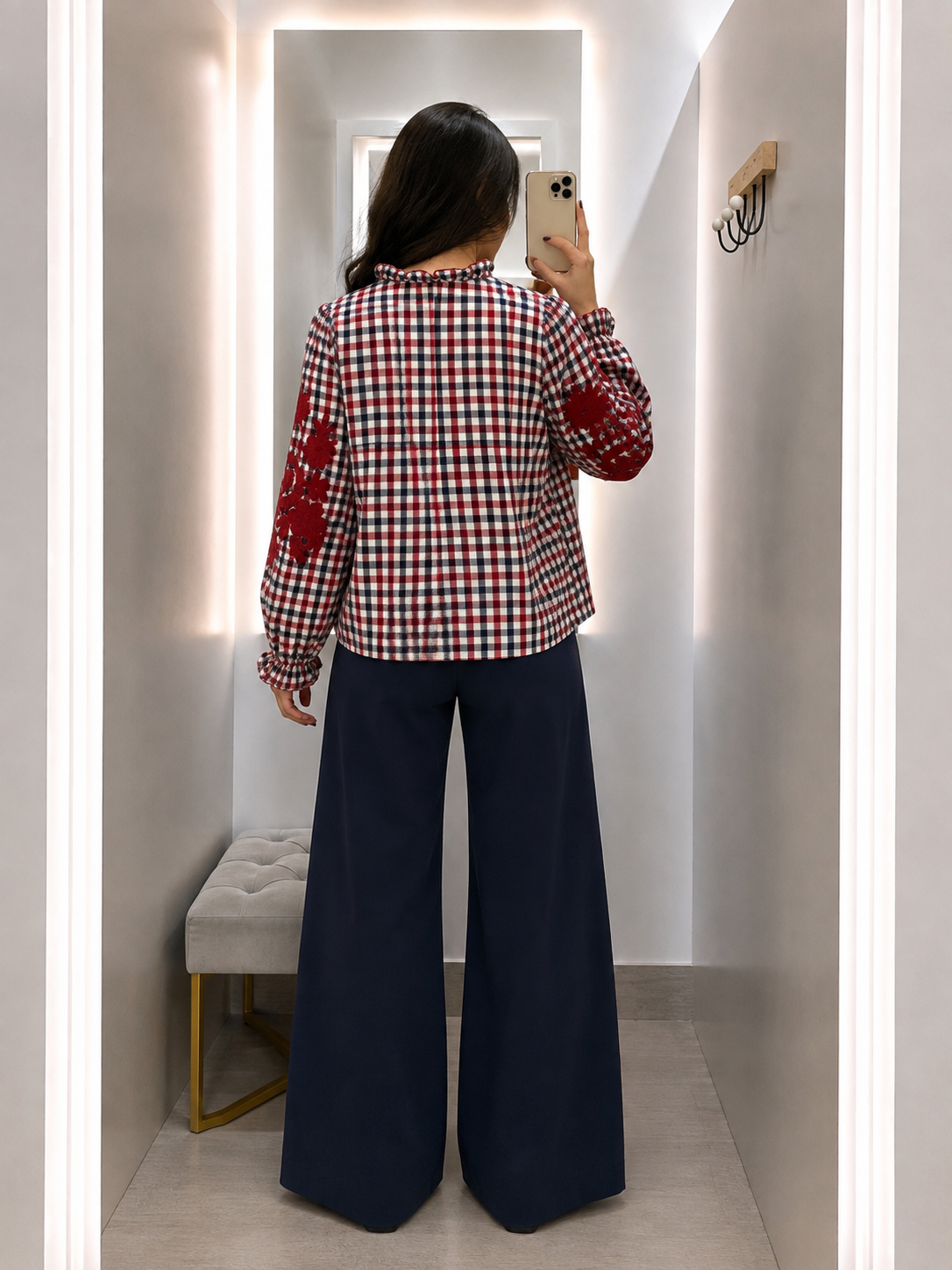 Camisa Cuadros Bordados Roja
