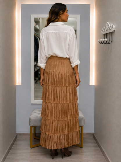 Falda Flecos Camel