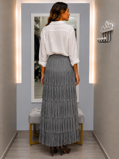 Falda Flecos Gris