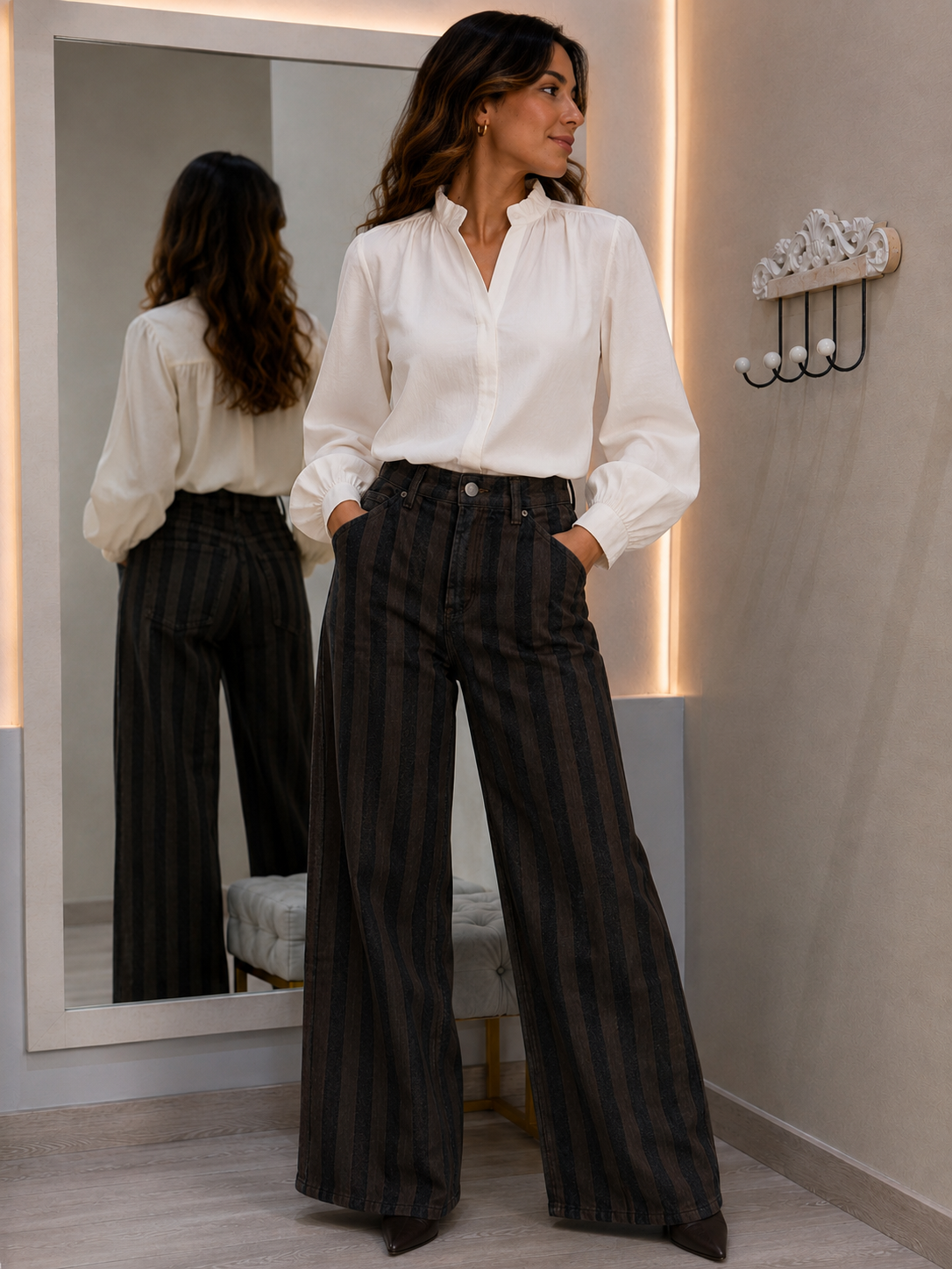 Pantalón Balloon Rayas Choco