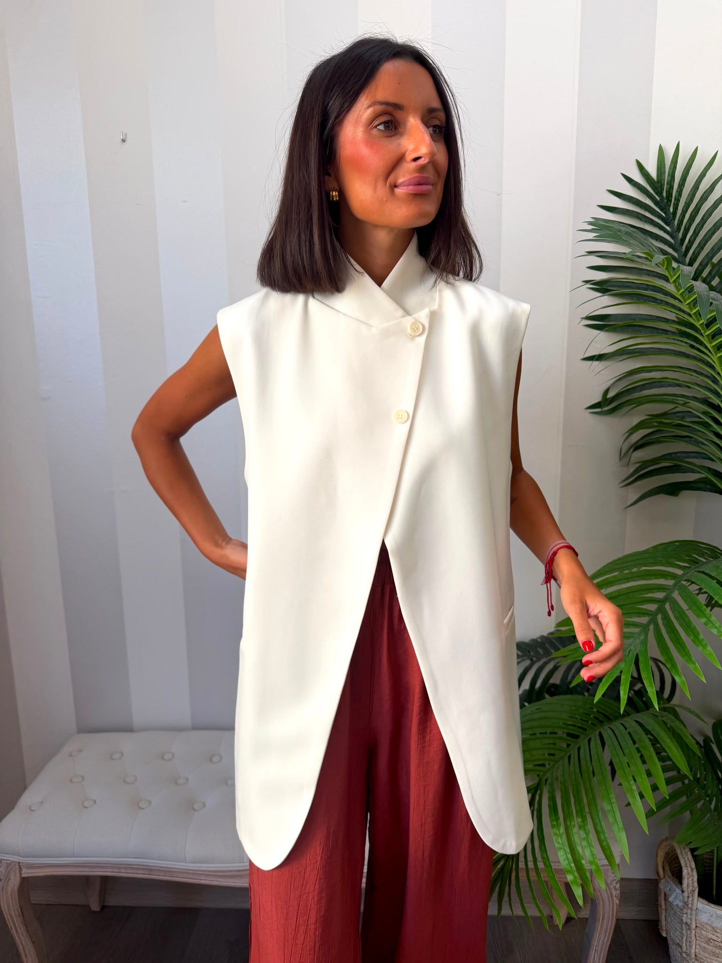 Chaleco Cruzado Crema