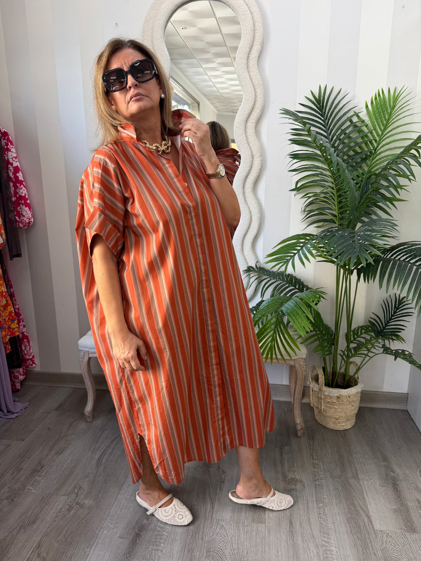 Vestido camisero rayas