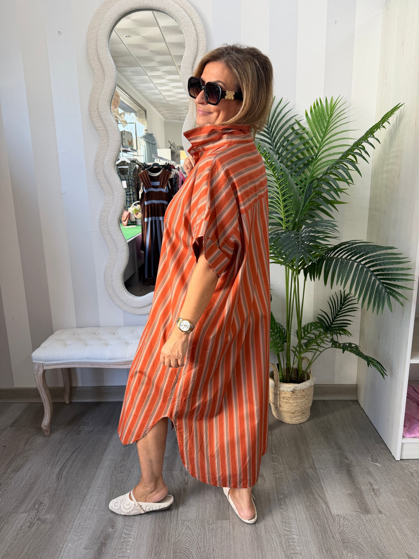 Vestido camisero rayas