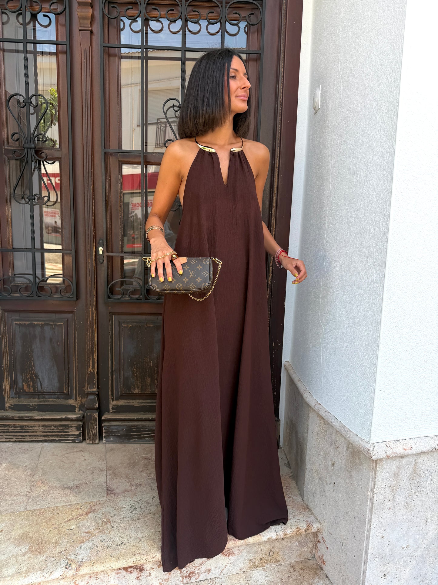 Vestido Halter Choco