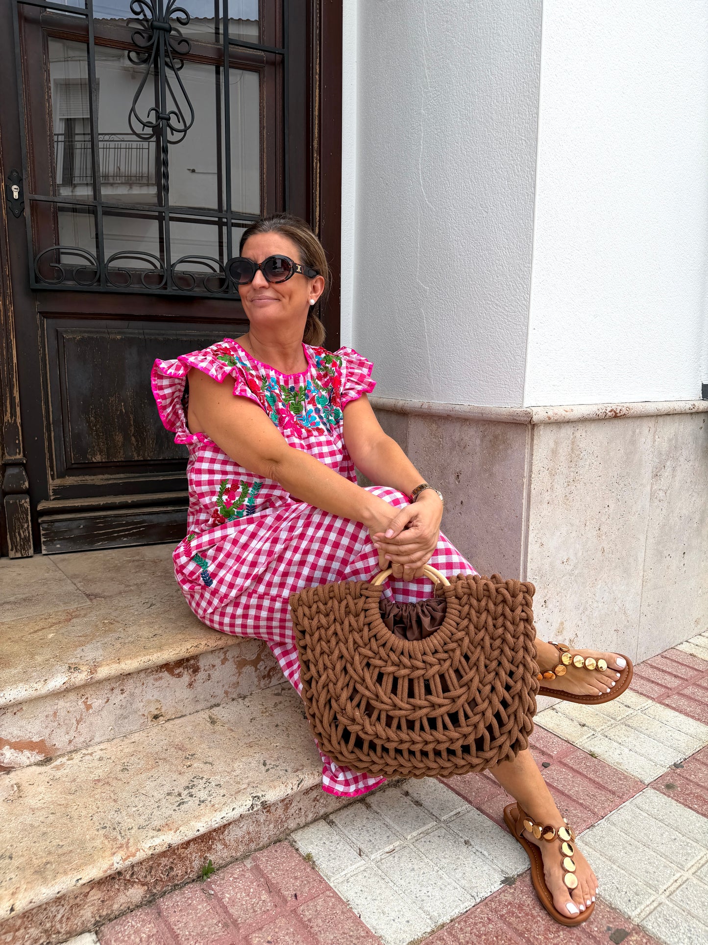 Vestido Vichy Bordado
