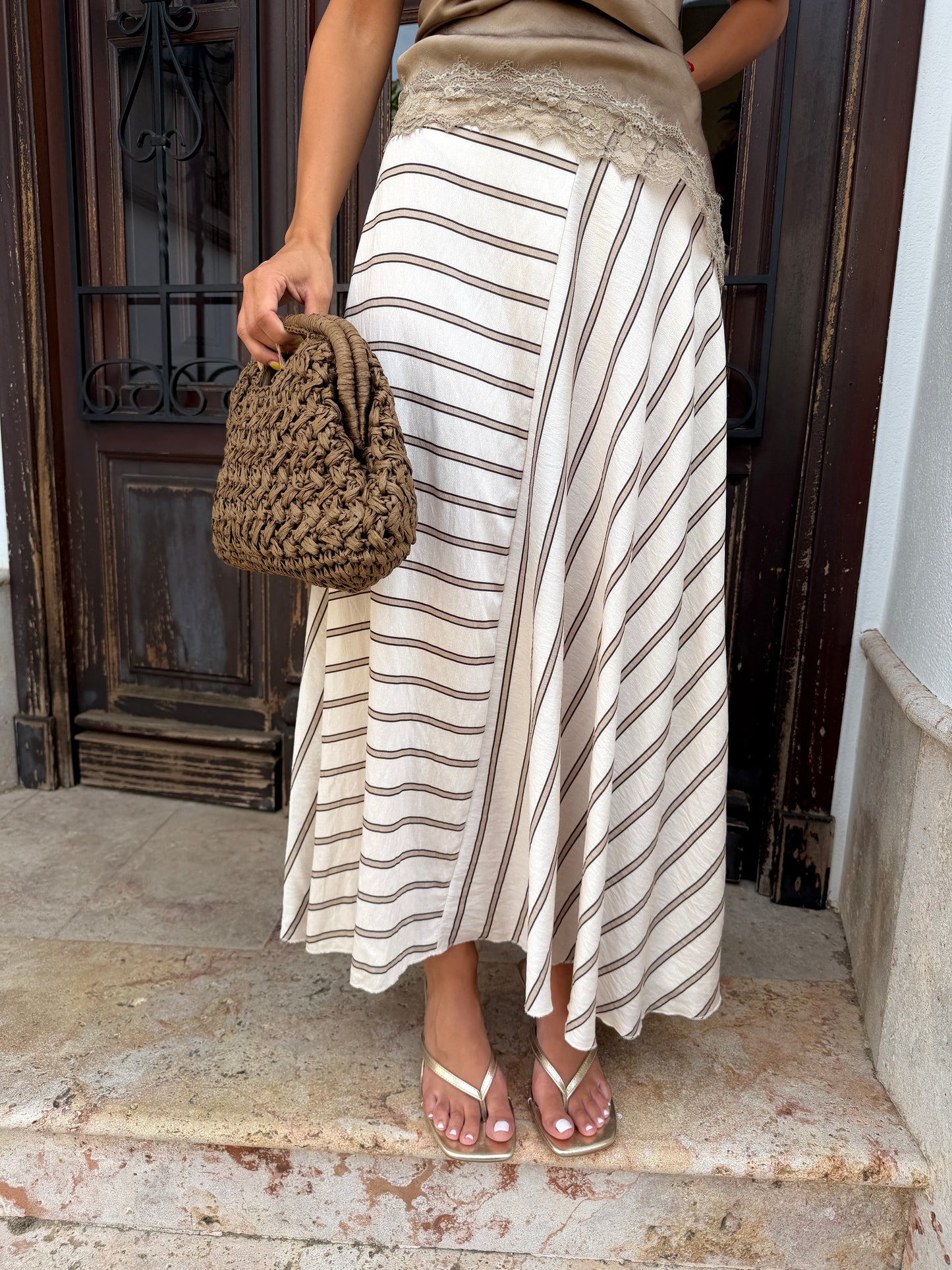 Falda Rayas Beige