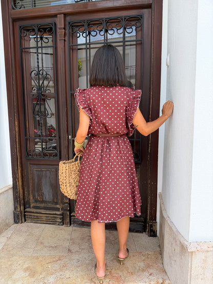 Vestido Lunares Burdeos