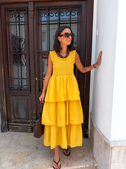 Vestido Madeira Mostaza
