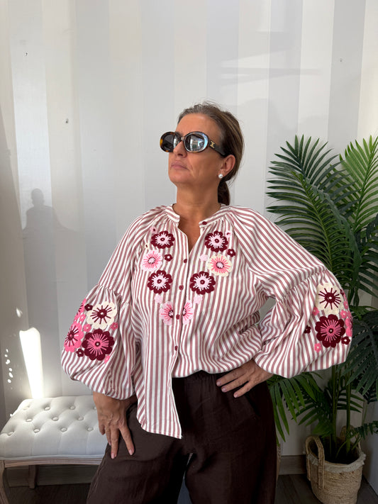 Camisa Abullonada Rayas